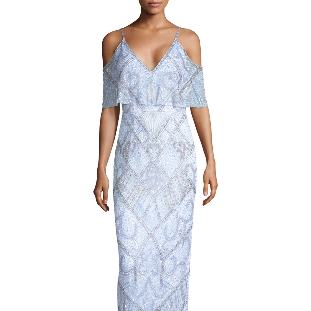 AIDAN MATTOX Cold Shoulder Beaded Gown Size US 4
